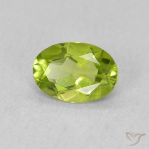 0.83 ct Green Peridot Stone, Natural Peridot in Oval Facet Shape for Sale