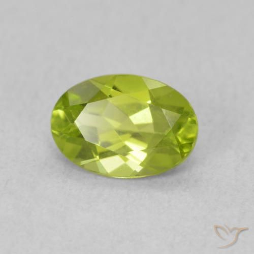 0.85 ct Green Peridot Stone, Natural Peridot in Oval Facet Shape for Sale