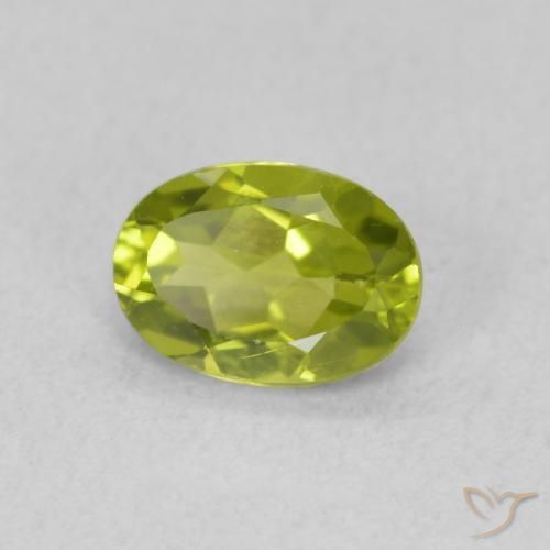 0.82 ct Green Peridot Stone, Natural Peridot in Oval Facet Shape for Sale