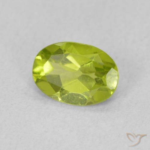 0.79 ct Green Peridot Stone, Natural Peridot in Oval Facet Shape for Sale