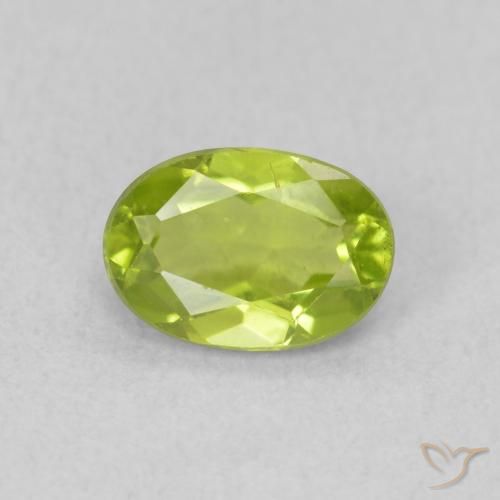0.89 ct Green Peridot Gemstone, Peridot Gem in Oval Facet Shape for Sale.