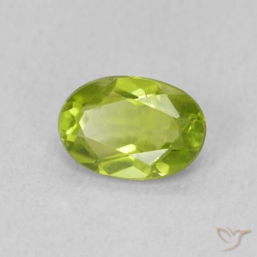 0.89 ct Green Peridot Stone, Natural Peridot in Oval Facet Shape for Sale
