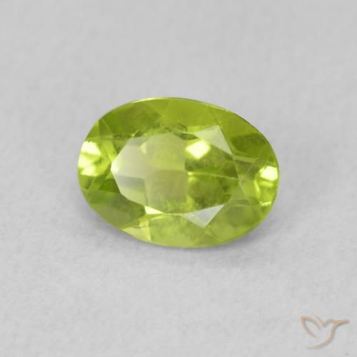 0.83 ct Green Peridot Stone, Natural Peridot in Oval Facet Shape for Sale