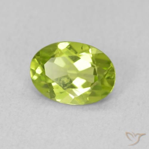 0.81 ct Green Peridot Stone, Natural Peridot in Oval Facet Shape for Sale