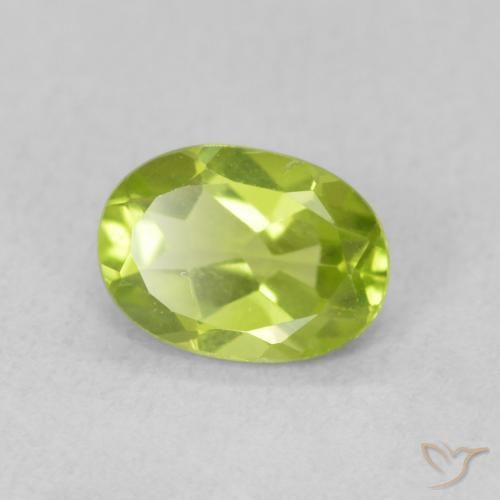 0.89 ct Green Peridot Stone, Natural Peridot in Oval Facet Shape for Sale