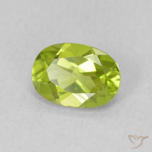 0.90 ct Green Peridot Stone, Natural Peridot in Oval Facet Shape for Sale