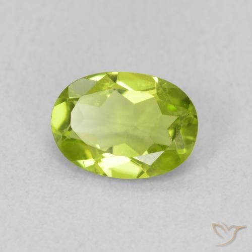 0.80 ct Green Peridot Stone, Natural Peridot in Oval Facet Shape for Sale