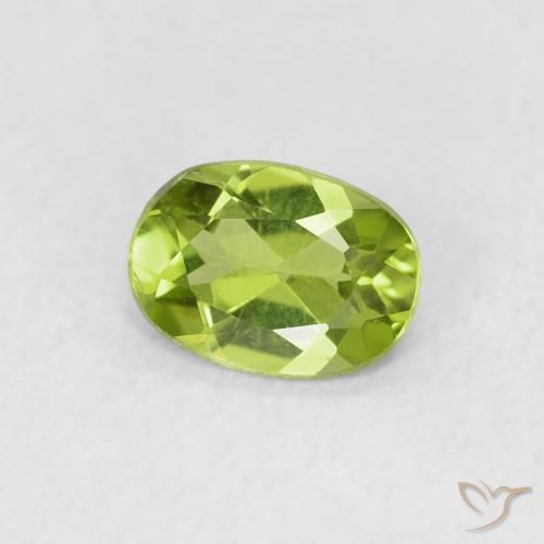 0.76 ct Green Peridot Stone, Natural Peridot in Oval Facet Shape for Sale