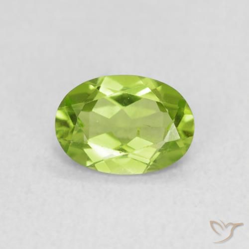 0.83 ct Green Peridot Gemstone, Peridot Gem in Oval Facet Shape for Sale.