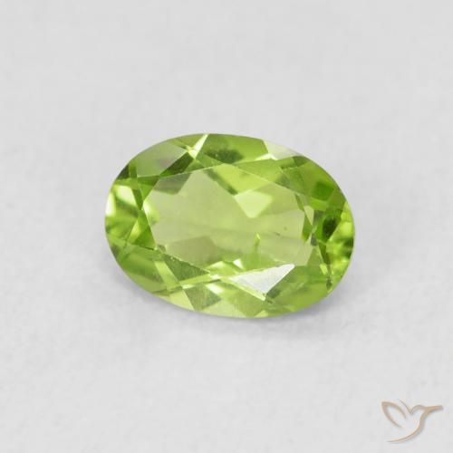 0.83 ct Green Peridot Stone, Natural Peridot in Oval Facet Shape for Sale