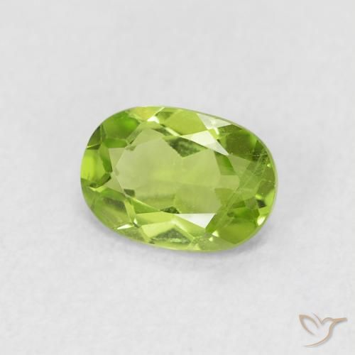 0.88 ct Green Peridot Stone, Natural Peridot in Oval Facet Shape for Sale
