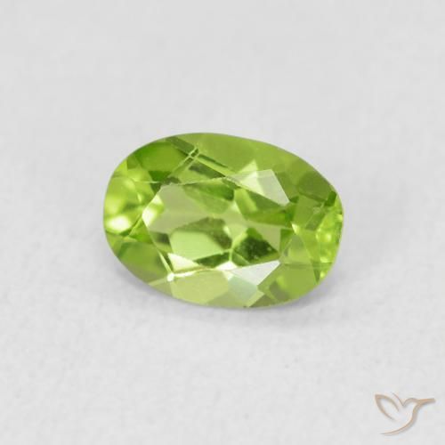 0.81 ct Green Peridot Stone, Natural Peridot in Oval Facet Shape for Sale