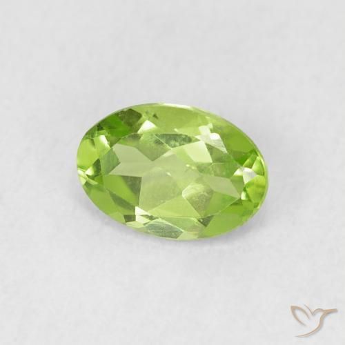 0.84 ct Green Peridot Stone, Natural Peridot in Oval Facet Shape for Sale