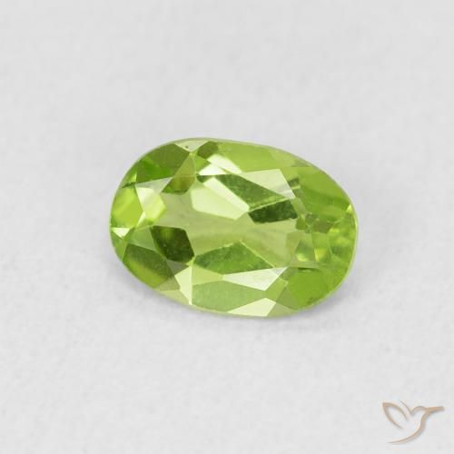 0.74 ct Green Peridot Stone, Natural Peridot in Oval Facet Shape for Sale