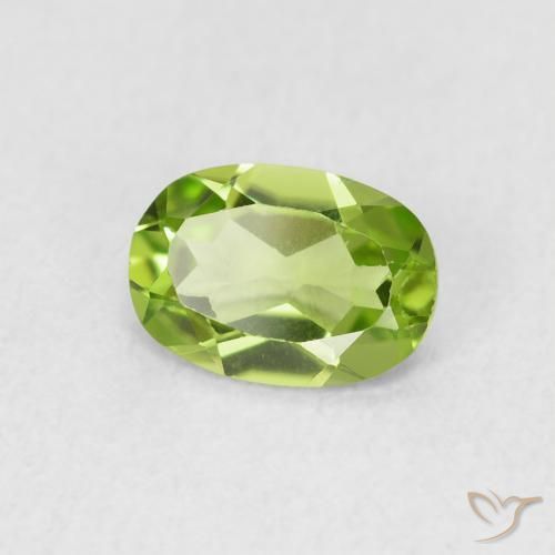 0.76 ct Green Peridot Stone, Natural Peridot in Oval Facet Shape for Sale
