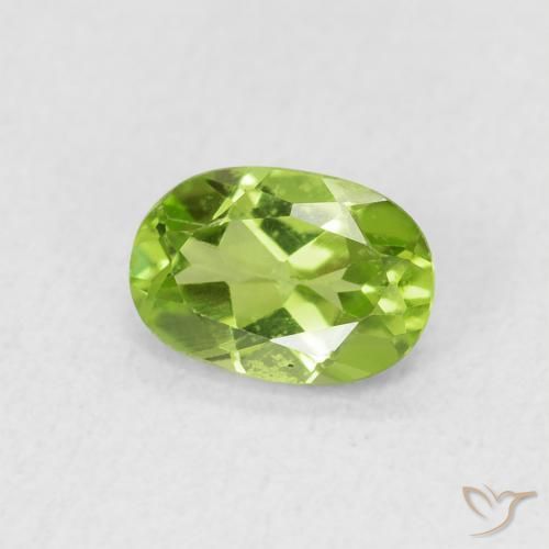 0.86 ct Green Peridot Stone, Natural Peridot in Oval Facet Shape for Sale
