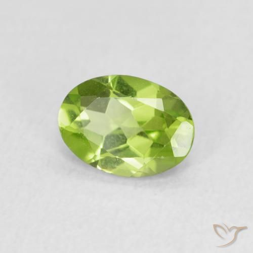 0.81 ct Green Peridot Stone, Natural Peridot in Oval Facet Shape for Sale