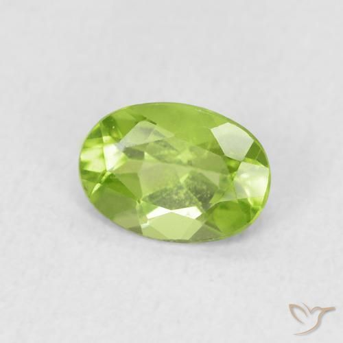 0.92 ct Green Peridot Stone, Natural Peridot in Oval Facet Shape for Sale