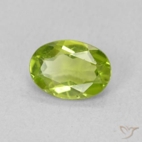 0.83 ct Green Peridot Stone, Natural Peridot in Oval Facet Shape for Sale