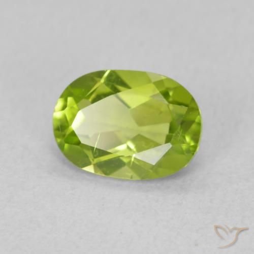0.89 ct Green Peridot Stone, Natural Peridot in Oval Facet Shape for Sale