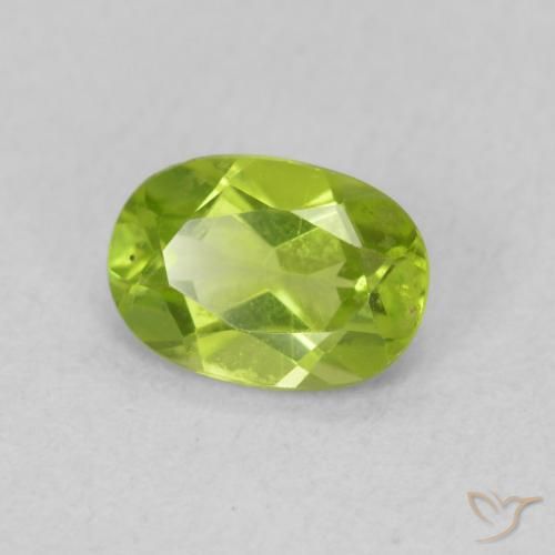 0.86 ct Green Peridot Stone, Natural Peridot in Oval Facet Shape for Sale