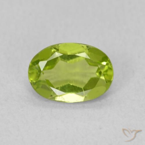 0.83 ct Green Peridot Gemstone, Peridot Gem in Oval Facet Shape for Sale.