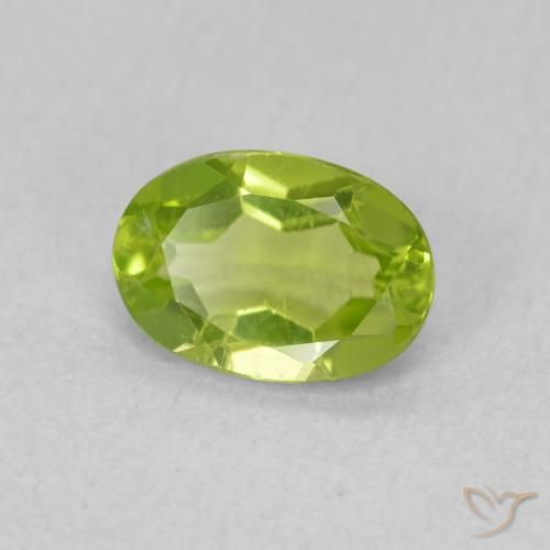 0.83 ct Green Peridot Stone, Natural Peridot in Oval Facet Shape for Sale