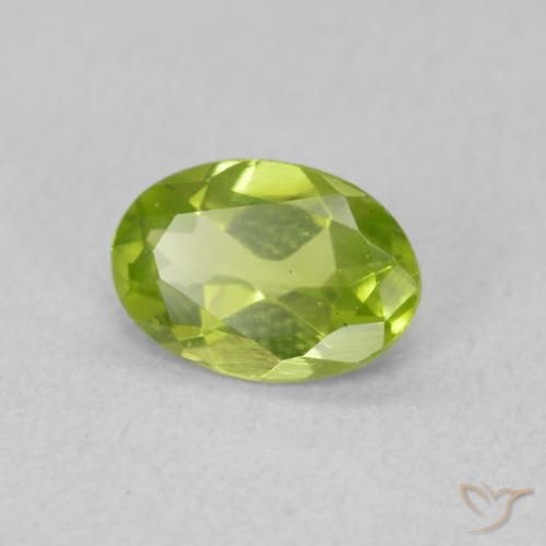 0.74 ct Green Peridot Stone, Natural Peridot in Oval Facet Shape for Sale