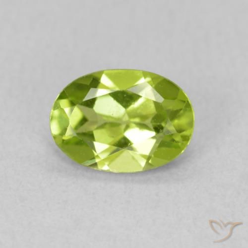 0.82 ct Green Peridot Gemstone, Peridot Gem in Oval Facet Shape for Sale.