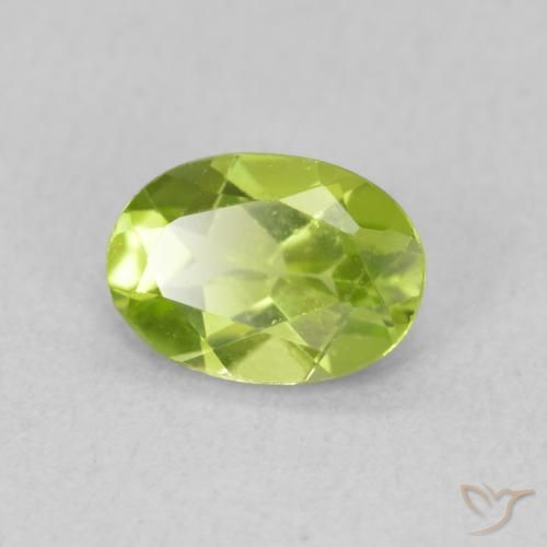 0.82 ct Green Peridot Stone, Natural Peridot in Oval Facet Shape for Sale