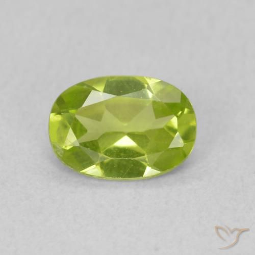 0.73 ct Green Peridot Gemstone, Peridot Gem in Oval Facet Shape for Sale.