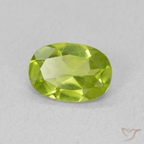 0.73 ct Green Peridot Stone, Natural Peridot in Oval Facet Shape for Sale