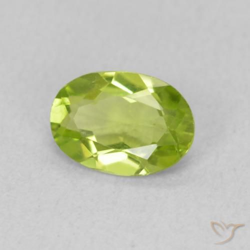 0.74 ct Green Peridot Stone, Natural Peridot in Oval Facet Shape for Sale