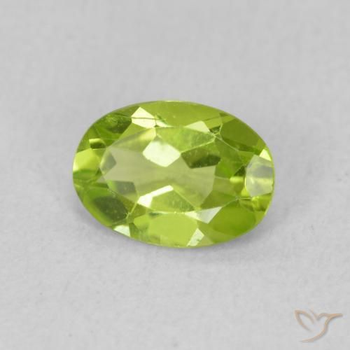 0.74 ct Green Peridot Stone, Natural Peridot in Oval Facet Shape for Sale