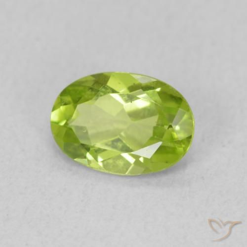 0.77 ct Green Peridot Stone, Natural Peridot in Oval Facet Shape for Sale