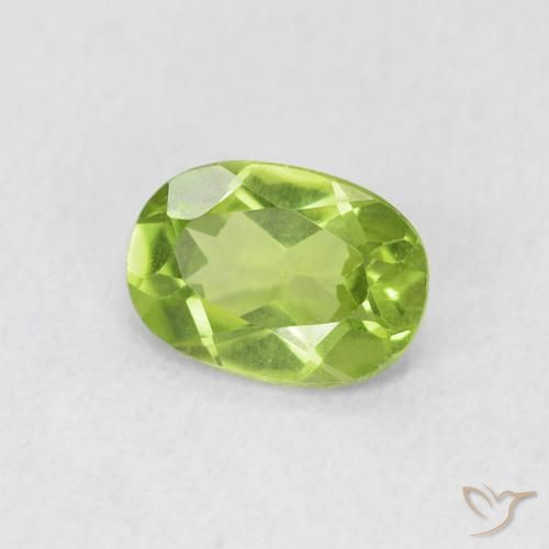0.85 ct Green Peridot Stone, Natural Peridot in Oval Facet Shape for Sale