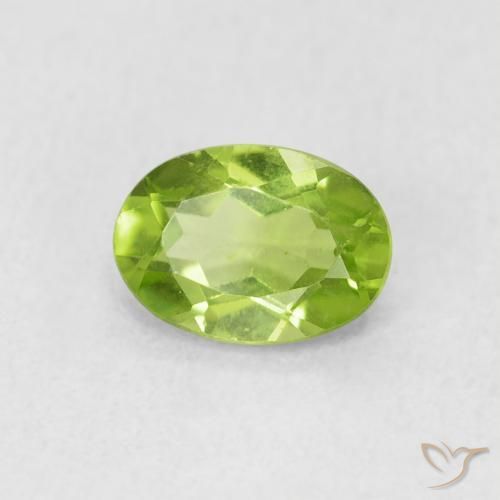 0.90 ct Green Peridot Stone, Natural Peridot in Oval Facet Shape for Sale