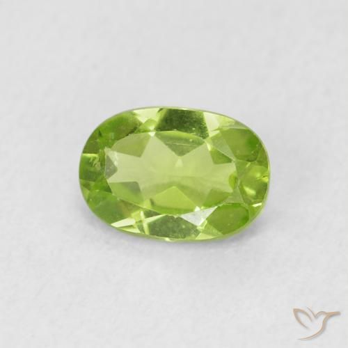 0.87 ct Green Peridot Stone, Natural Peridot in Oval Facet Shape for Sale