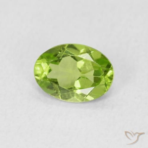 0.72 ct Green Peridot Stone, Natural Peridot in Oval Facet Shape for Sale