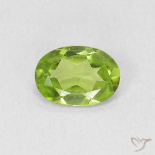 0.73ct Natural Light Lively Green Peridot, Oval, VS