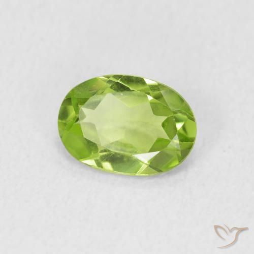 0.73 ct Green Peridot Stone, Natural Peridot in Oval Facet Shape for Sale