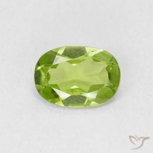 0.83 ct Green Peridot Gemstone, Peridot Gem in Oval Facet Shape for Sale.