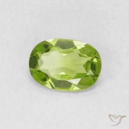 0.83 ct Green Peridot Stone, Natural Peridot in Oval Facet Shape for Sale