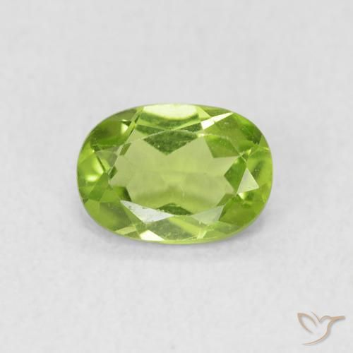 0.90ct Natural Light Lively Green Peridot, Oval, VS