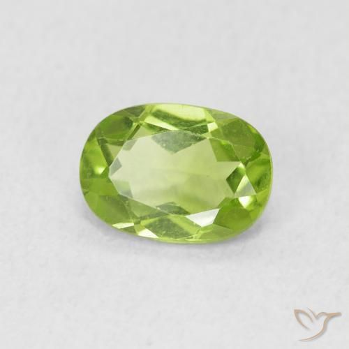 0.90 ct Green Peridot Stone, Natural Peridot in Oval Facet Shape for Sale