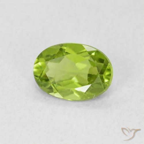 0.92 ct Green Peridot Stone, Natural Peridot in Oval Facet Shape for Sale