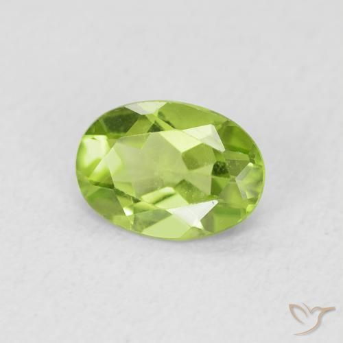 0.79 ct Green Peridot Stone, Natural Peridot in Oval Facet Shape for Sale