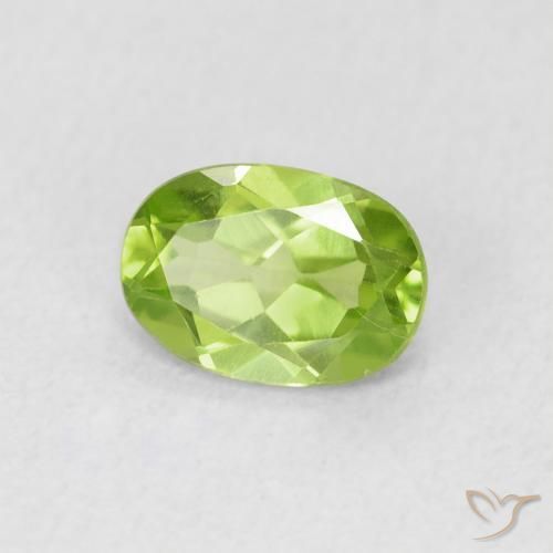 0.83 ct Green Peridot Stone, Natural Peridot in Oval Facet Shape for Sale