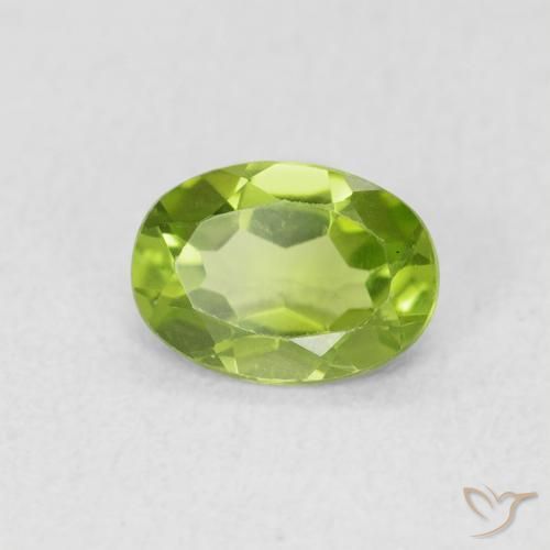 0.84 ct Green Peridot Stone, Natural Peridot in Oval Facet Shape for Sale