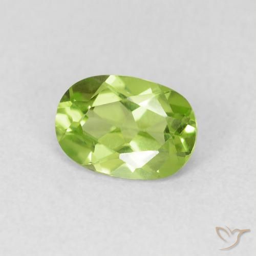 0.85 ct Green Peridot Stone, Natural Peridot in Oval Facet Shape for Sale